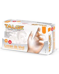 Luvas de Vinil Sem Pó Grande Talge 100 Unidades