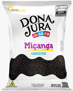 Confeito Miçanga Preto Dona Jura 300g