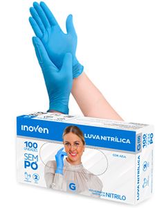 Luvas Nitrílicas Azul Grande Inoven 100 Unidades